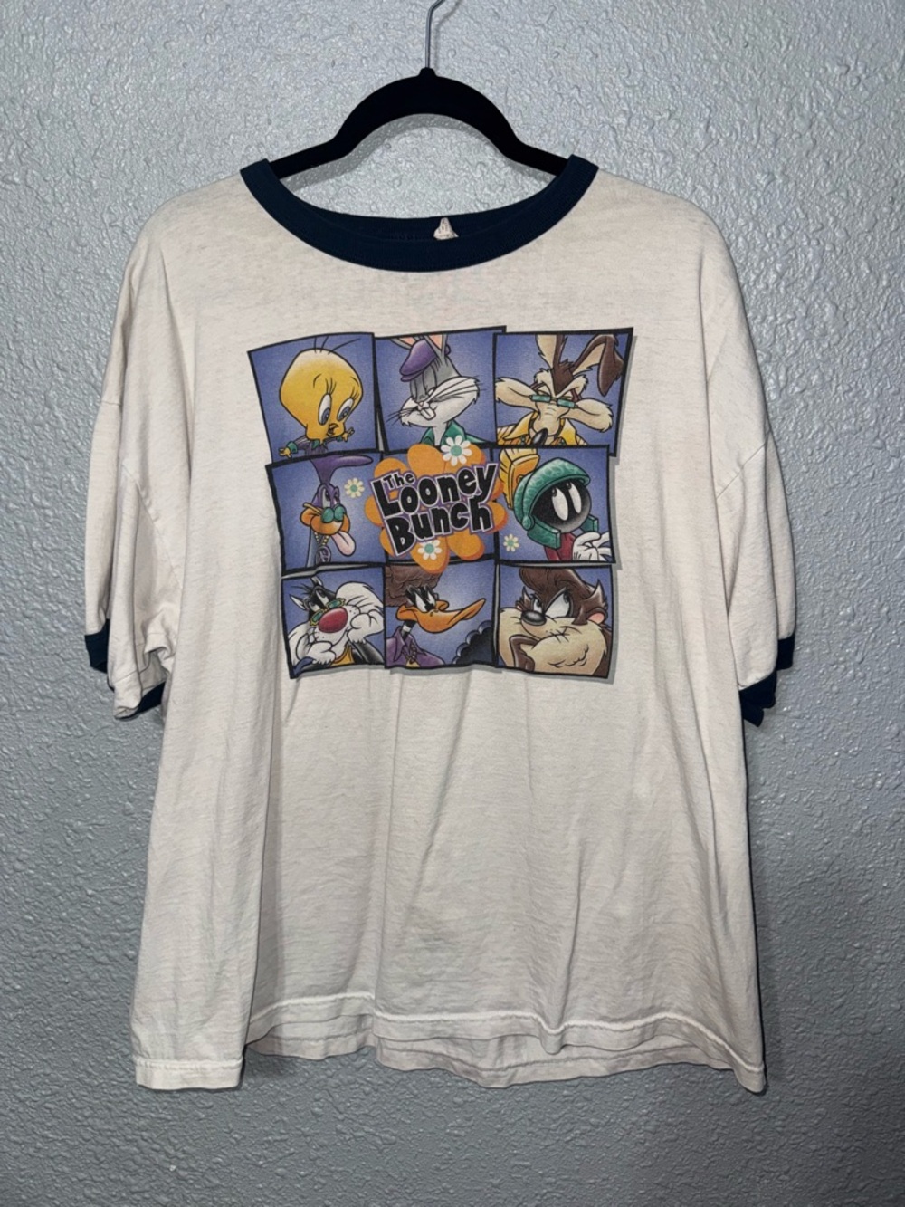 The Looney Bunch Graphic Tee - White with Navy Trim